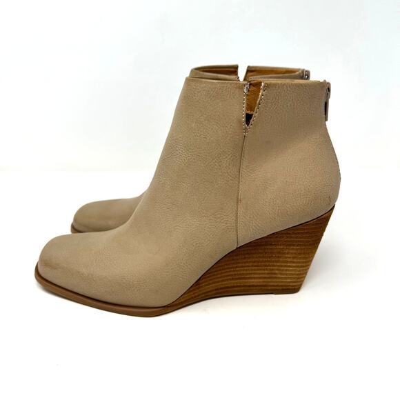 KORKS Kork-Ease Oliana Wedge Ankle Boots Booties 7.5 Bone Beige Faux Leather - Picture 2 of 8